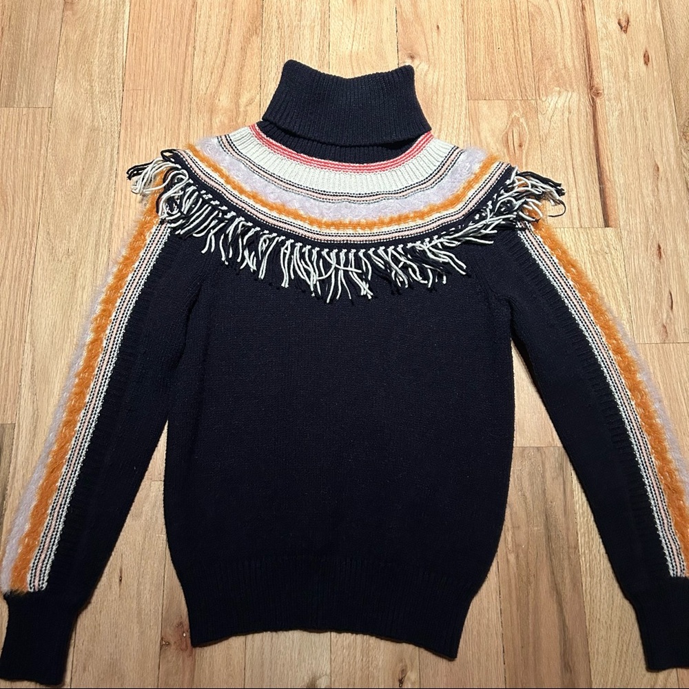 Anthropologie Fringed Turtleneck
